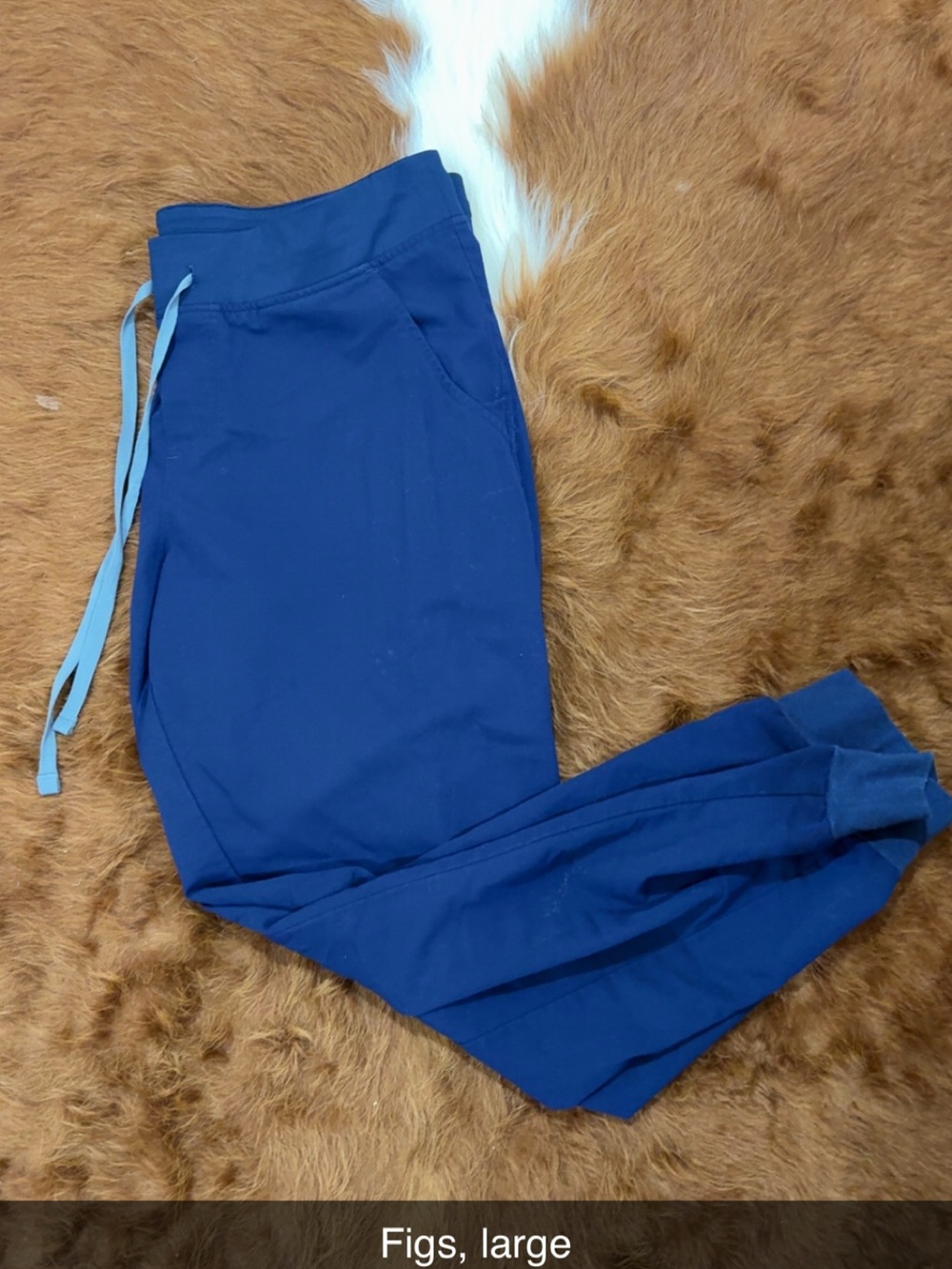 Figs Navy Drawstring Scrub Joggers with Gray Ties